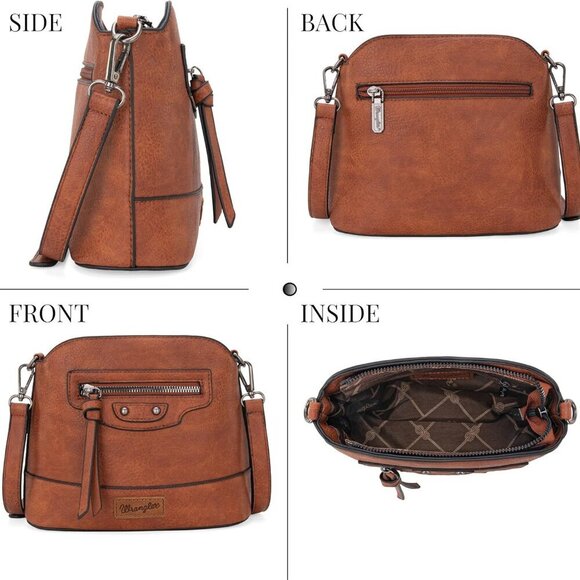 Women Crossbody Bag Vegan Leather Small Shoulder Purse with Zipper - Picture 3 of 7